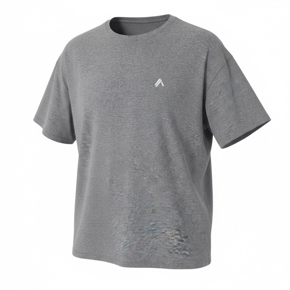 Alphalete Mens Heather Gray Short Sleeve Crew Neck‎ Athletic T-Shirt Relaxed Fit